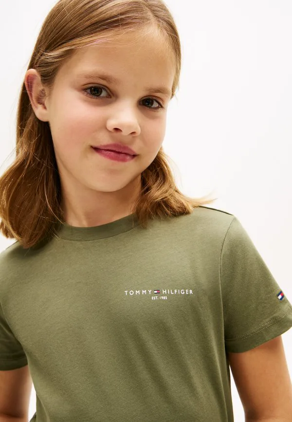 Футболка с логотипом, круглый вырез, базовая футболка Tommy Hilfiger, Battle Green — фото 4