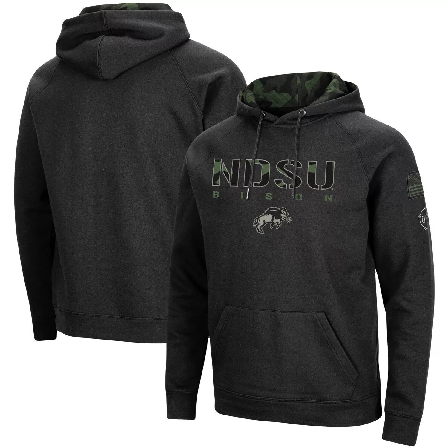 

Мужской черный пуловер с капюшоном и камуфляжным принтом Colosseum NDSU Bison OHT Military Appreciation