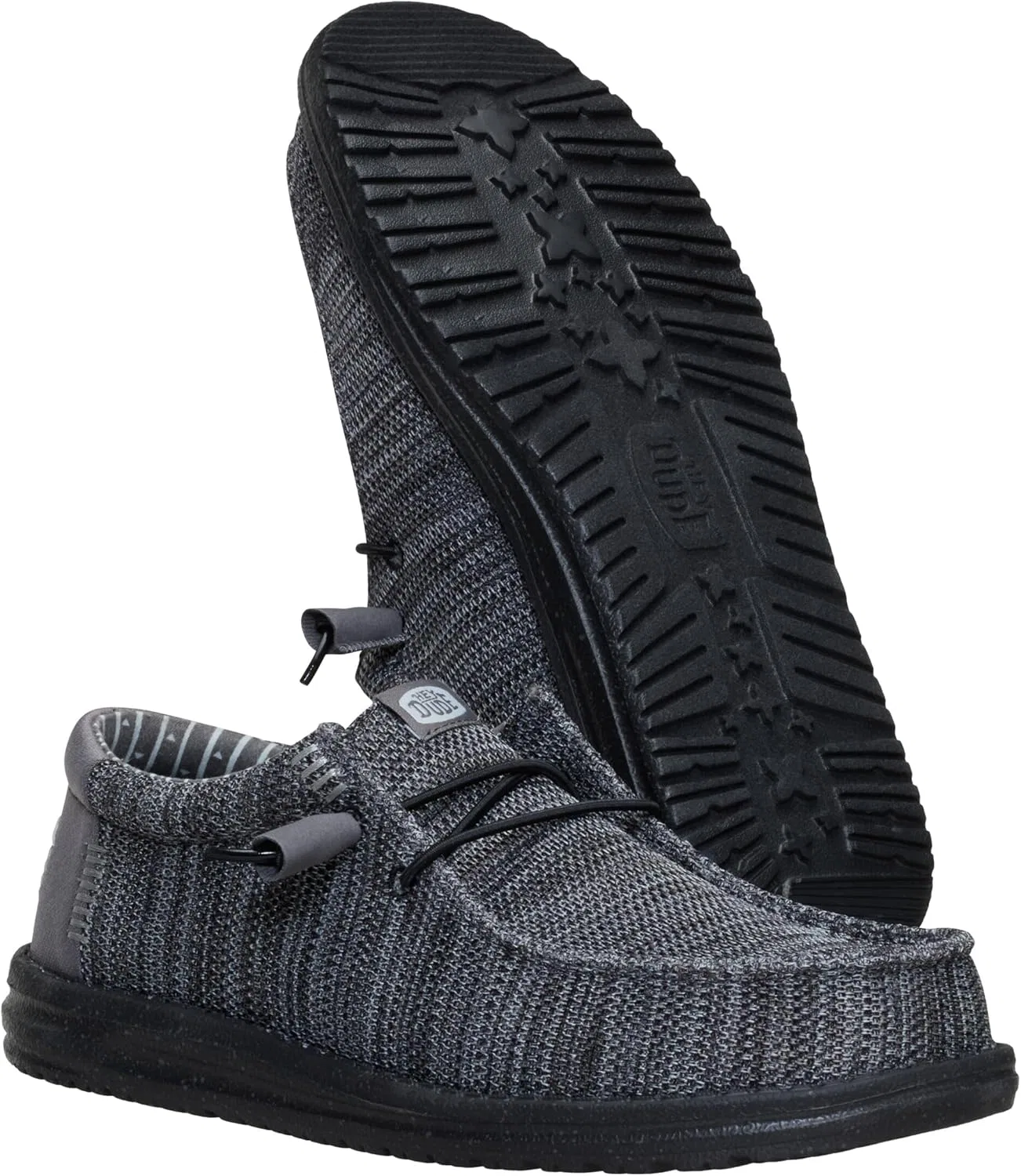 Лоферы мужские HEYDUDE Wally Stretch Sox, серо-гранитный/черный — фото 4