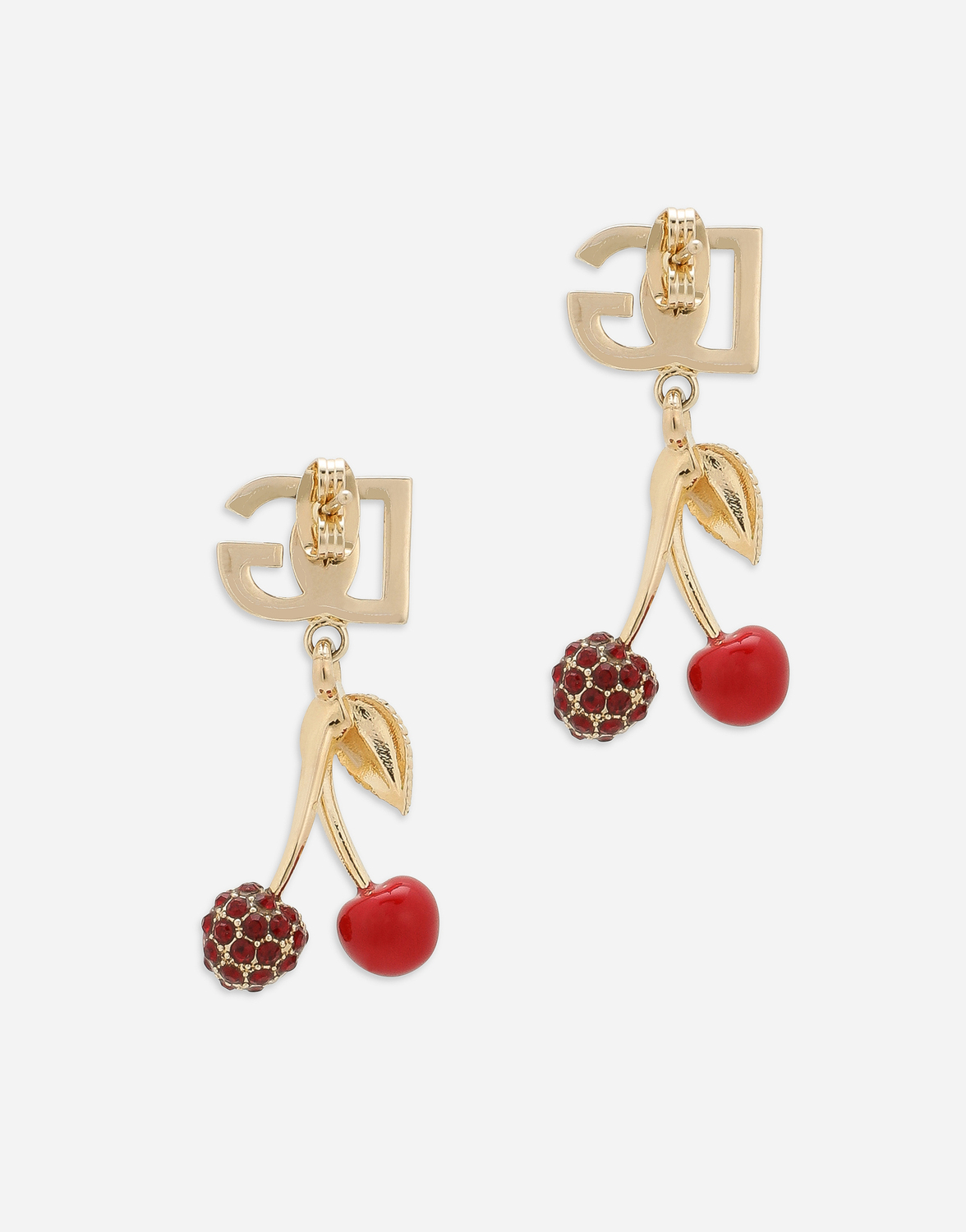 Серьги с логотипом dg и вишнями Dolce & Gabbana, золото — фото 3