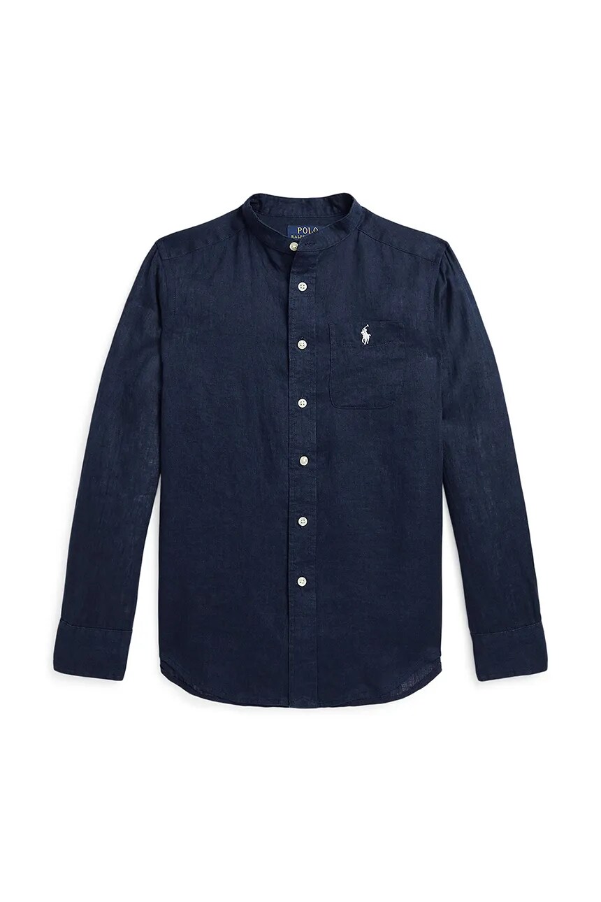

Детская льняная рубашка Polo Ralph Lauren, темно-синий