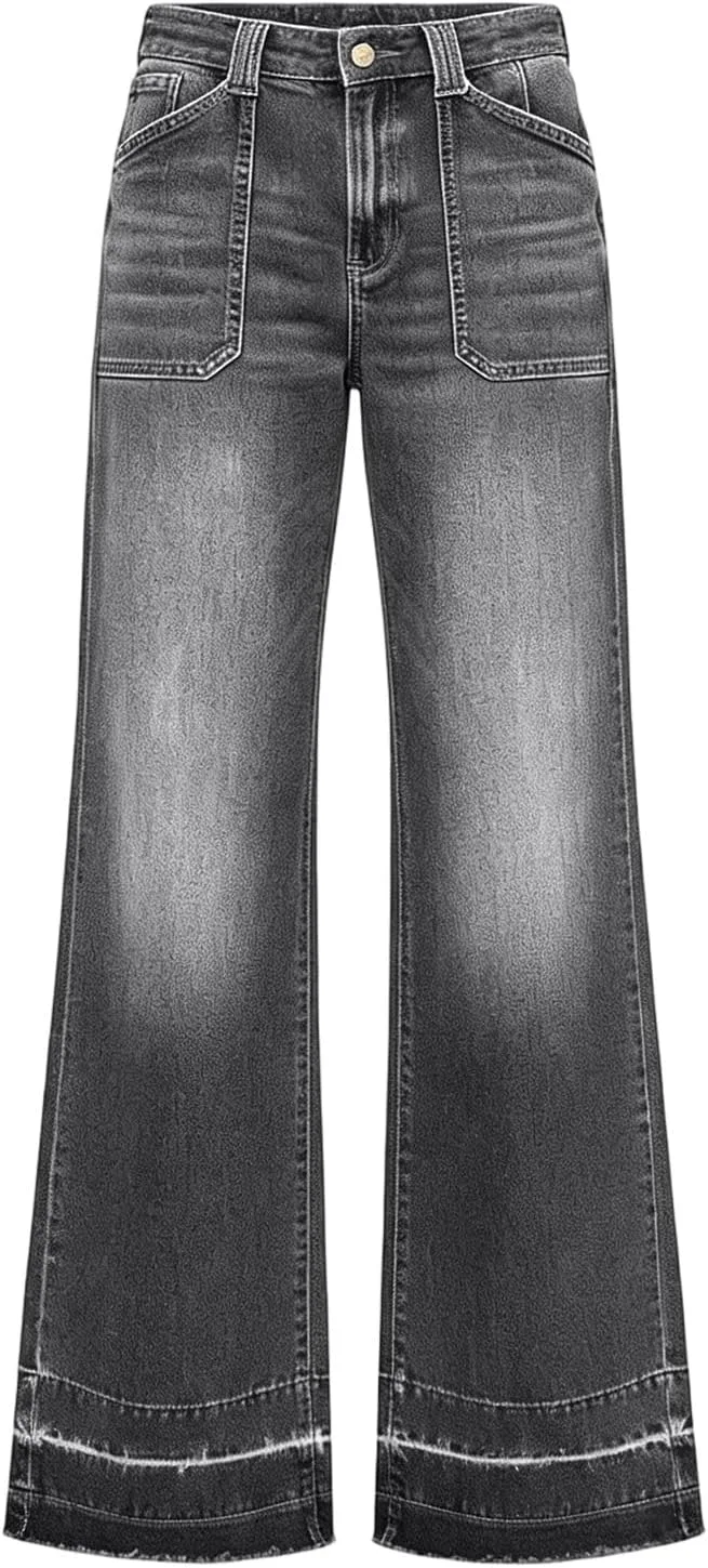 Прямые джинсы для женщин Stretchy Vintage Baggy Y2K Zimbaplatinum — фото 4