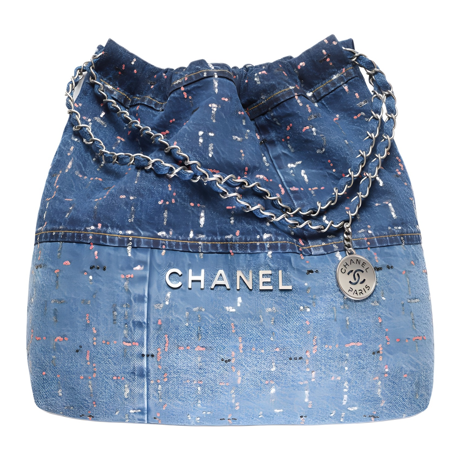 

CHANEL Джинсовая сумка через плечо с пайетками