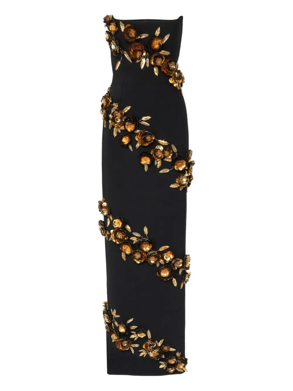 

Вечернее платье с цветочной аппликацией Carolina Herrera, черный