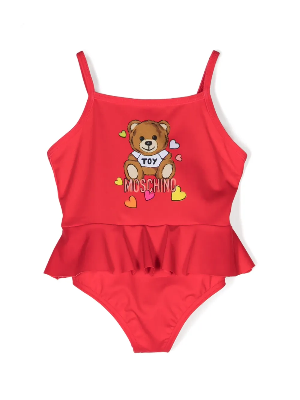 

Купальник с принтом Teddy Bear и расклешенной юбкой Moschino Kids, красный
