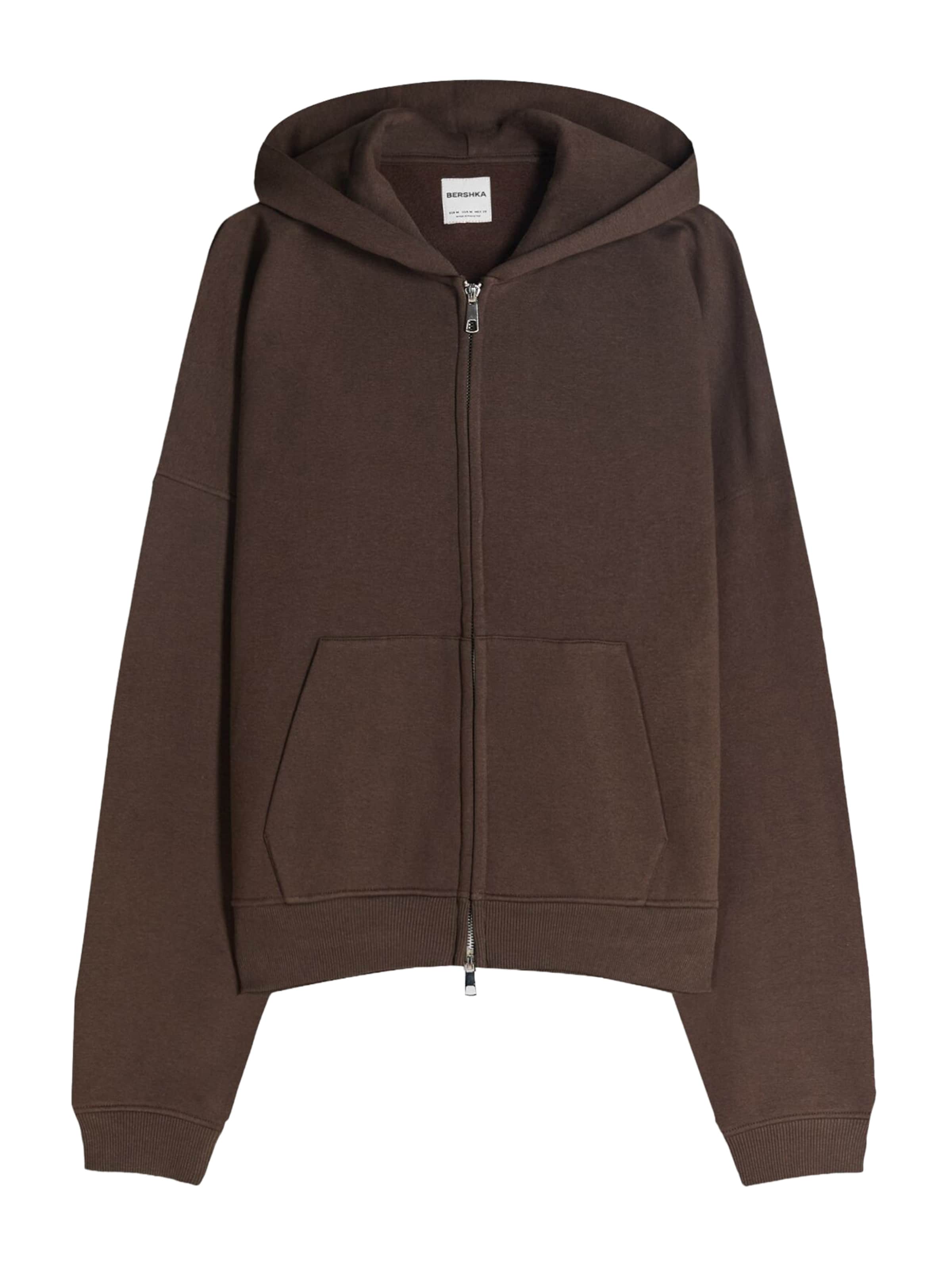 

Bershka Толстовка с молнией в шоколадном цвете, Коричневый, Bershka Толстовка с молнией в шоколадном цвете