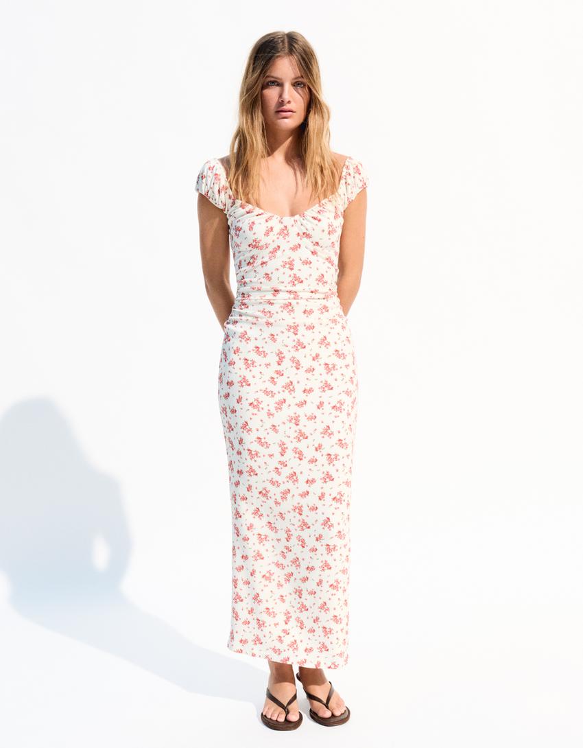 

Платье миди Bershka, белый