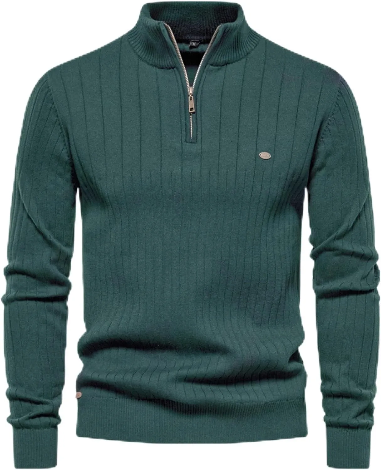 

Теплый свитер с воротником-стойкой и молнией на четверть