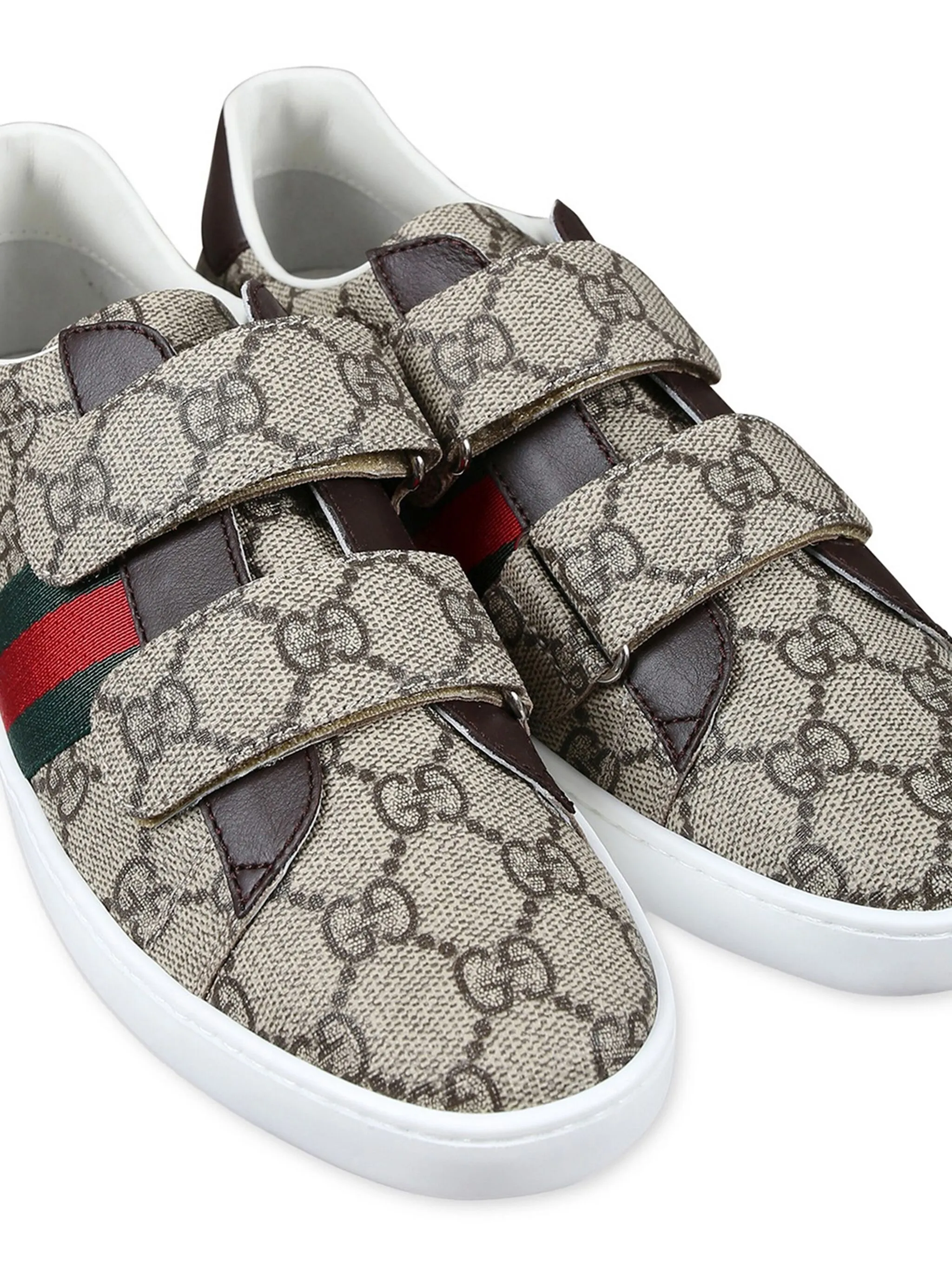 Кеды с узором GG Supreme Gucci Kids, бежевый — фото 2