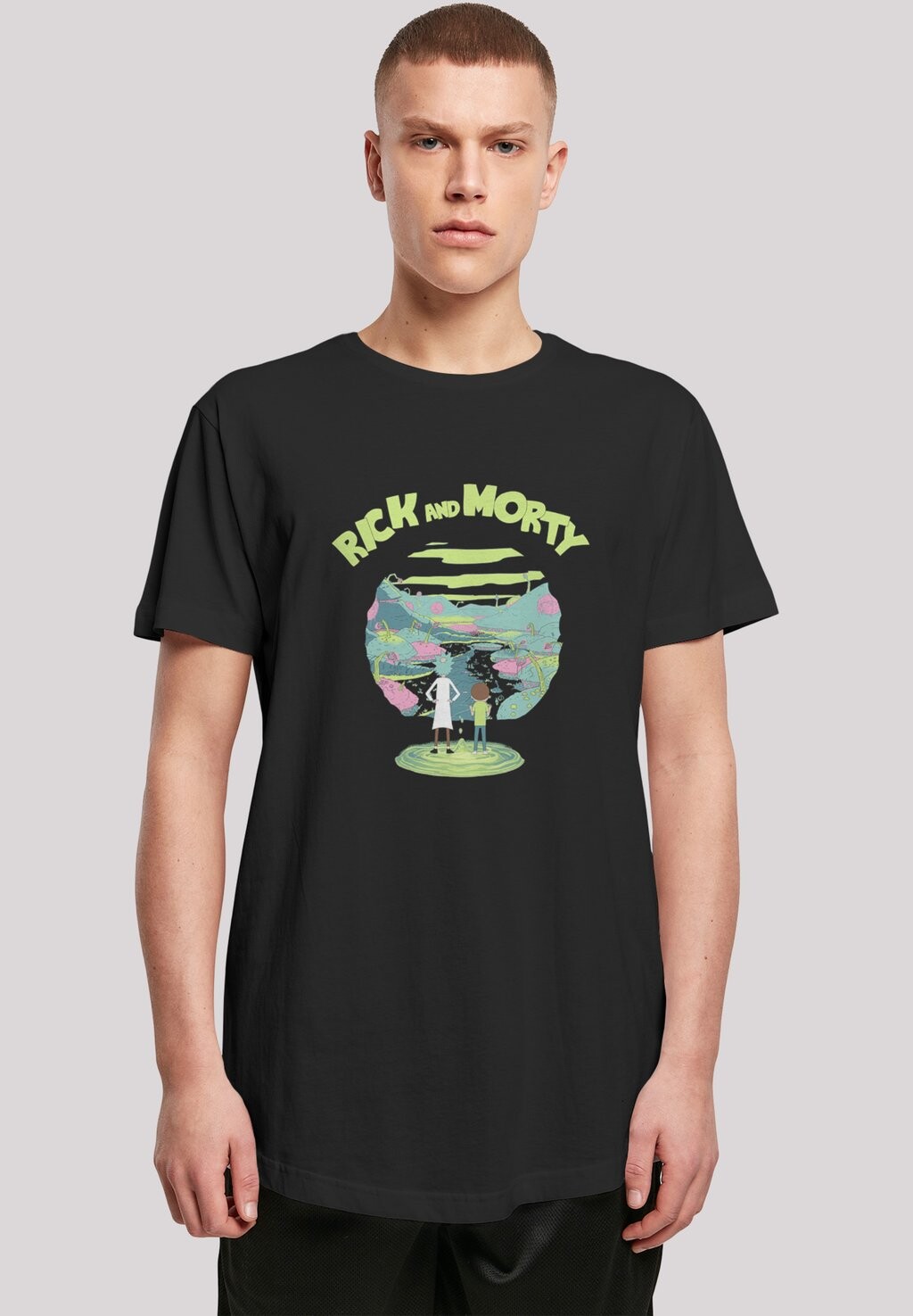 

Футболка с принтом LONG CUT RICK AND MORTY F4NT4STIC, черный