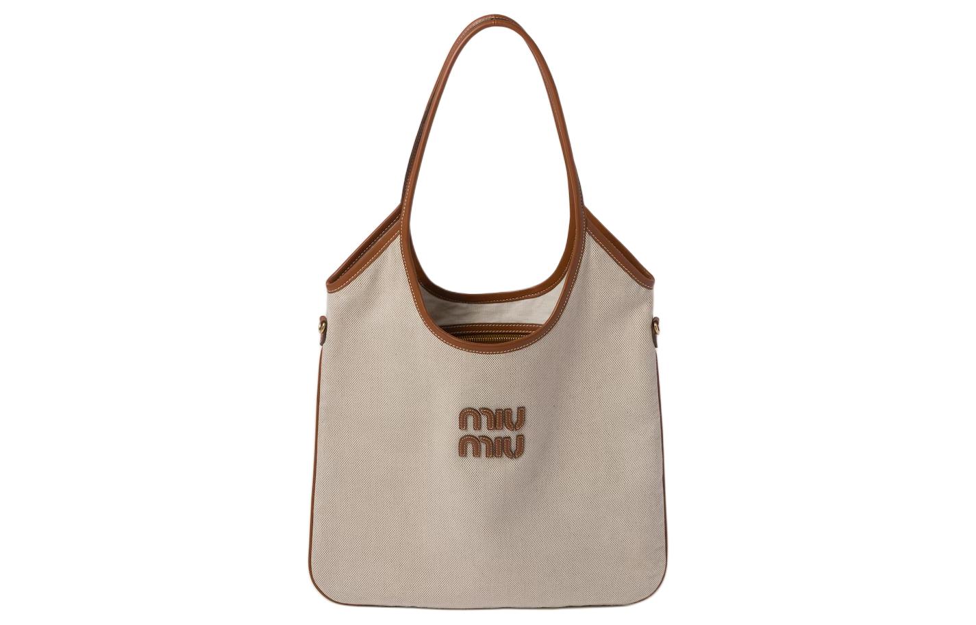 

Футболка с одним плечом женская бежевая и коньячная MIU MIU