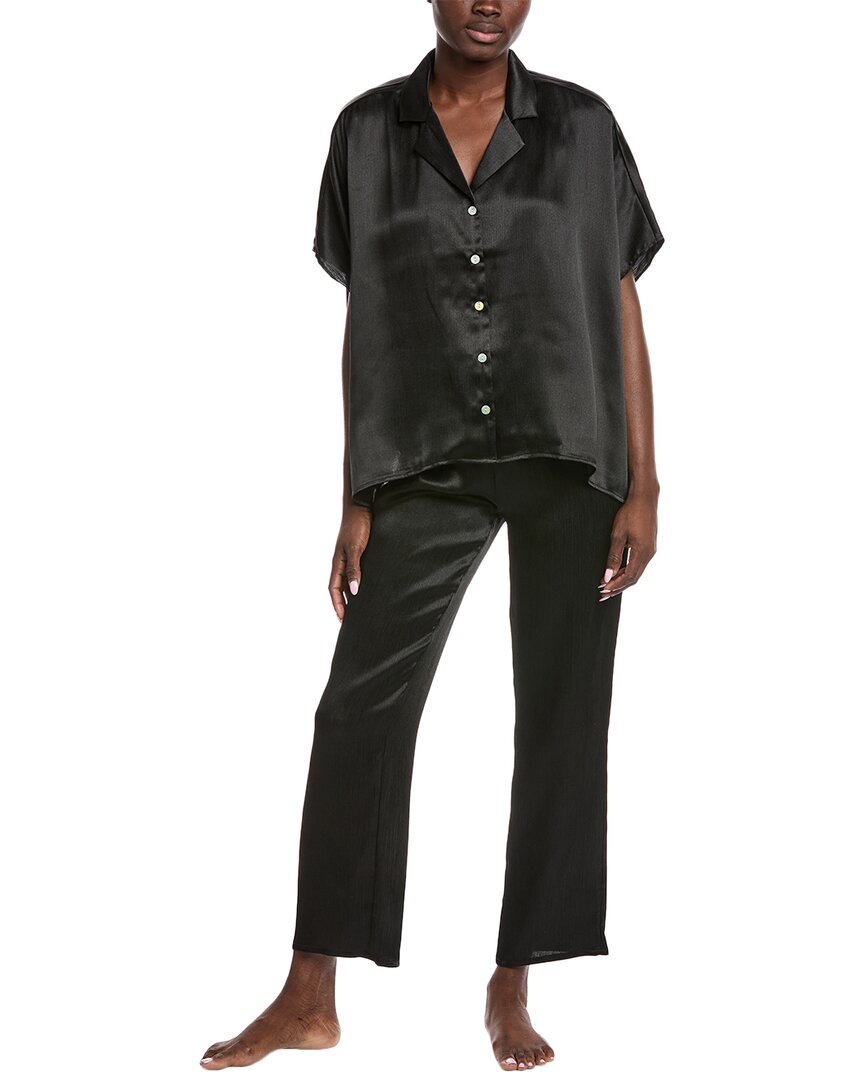 

Flora Nikrooz Двухкомпонентный комплект пижамы-кафтана с жатым эффектом, черный