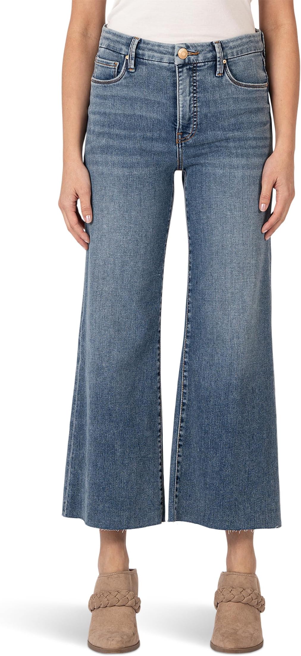 

Джинсы KUT from the Kloth Meg High Rise Fab Ab Wide Leg Raw Hem, цвет Gripping