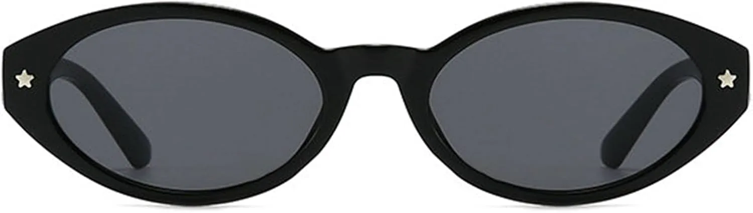 

Солнцезащитные очки Willochra в стиле ретро, ​​овальные, для женщин и мужчин, винтажные, 90-х, маленькие, «кошачий глаз», с заклепками, черные, UV400, C1