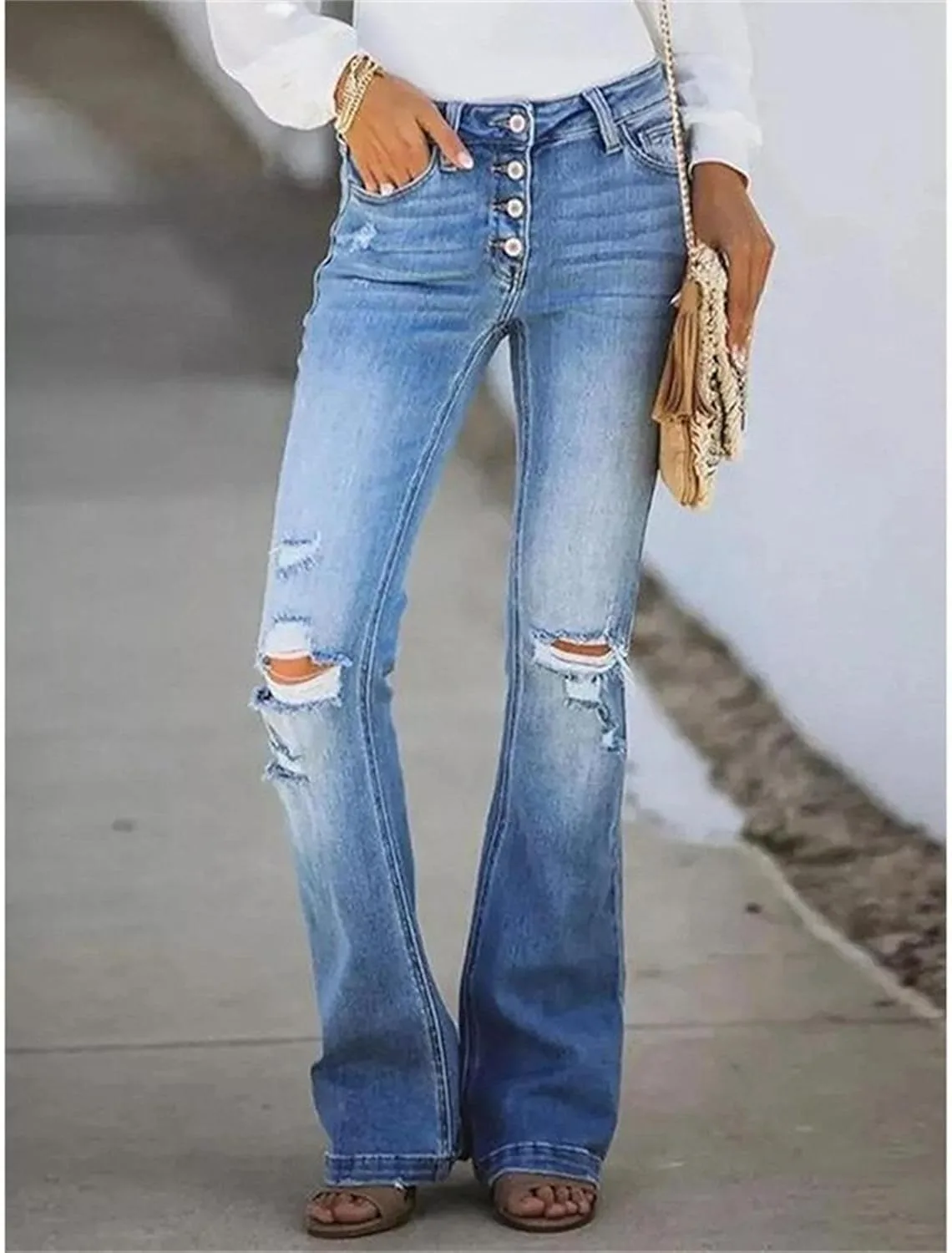 Женские джинсы Slim Fit с эффектом контроля живота, высокие, классического цвета — фото 2