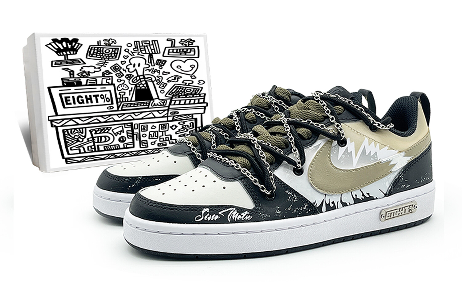 

Кроссовки Nike Court Borough Skateboarding Shoes Women's Low-top Black/white/yellow, черный