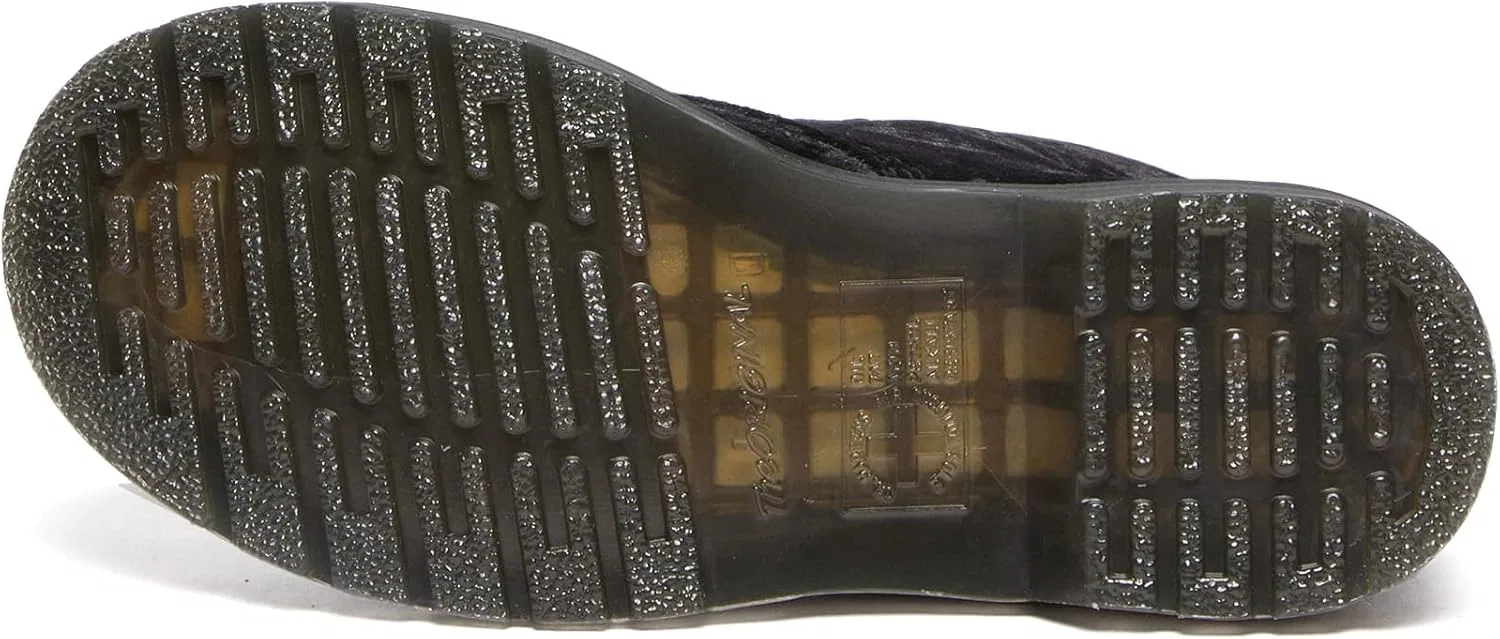 Женские веганские ботинки Dr. Martens 1460 из мятого бархата, черные — фото 2