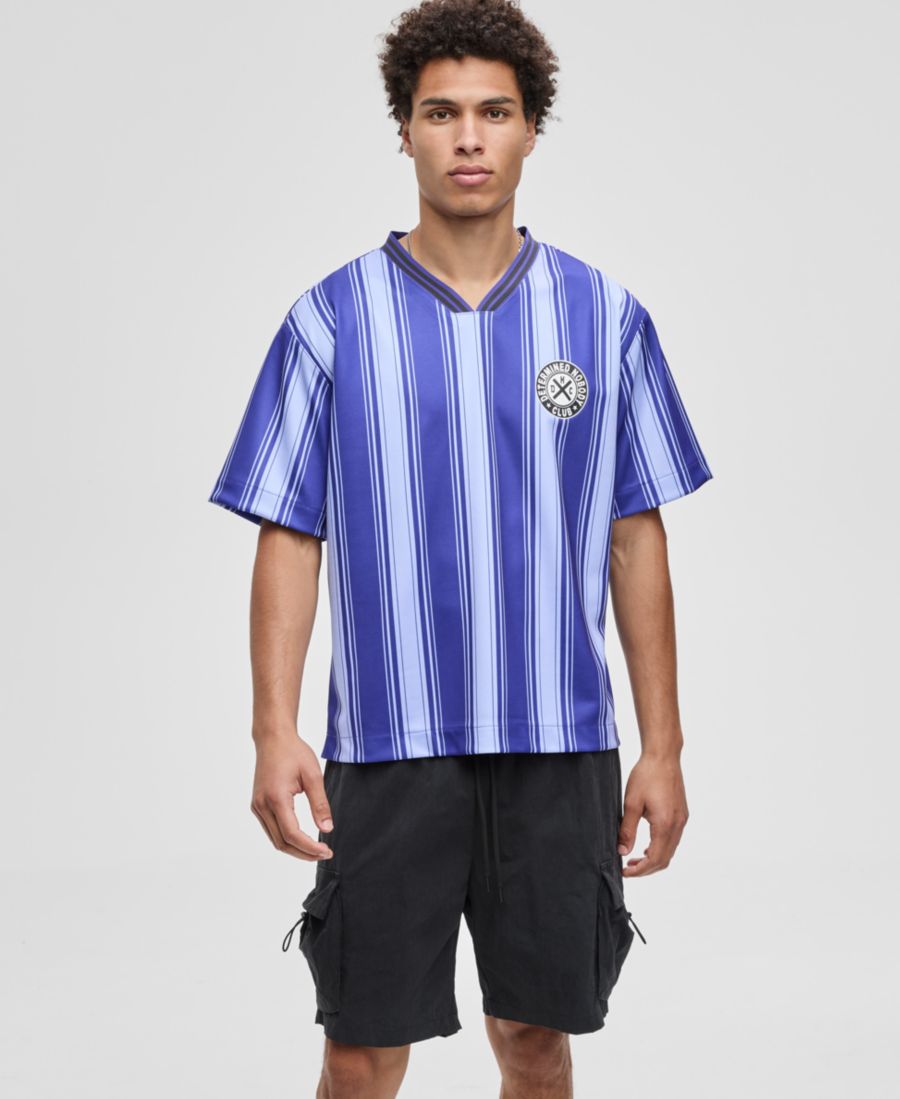 

Мужская футболка Panama свободного кроя в полоску с V-образным вырезом Mode of One, Sapphire Glow