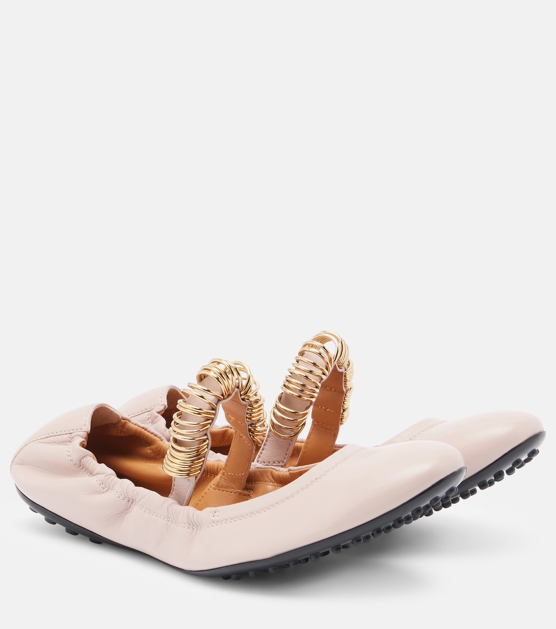 Декорированные кожаные балетки Tod's, Shadow Grey