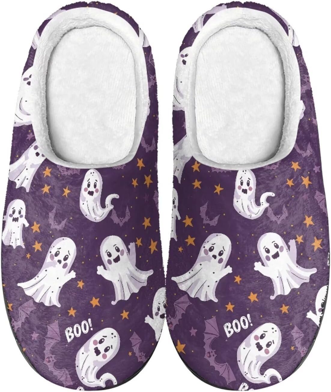 

Мягкие теплые тапочки с противоскользящей подошвой для дома и улицы, домашние тапочки с закрытым носком, пушистые тапочки для женщин и мужчин Creamic, Cute Ghost
