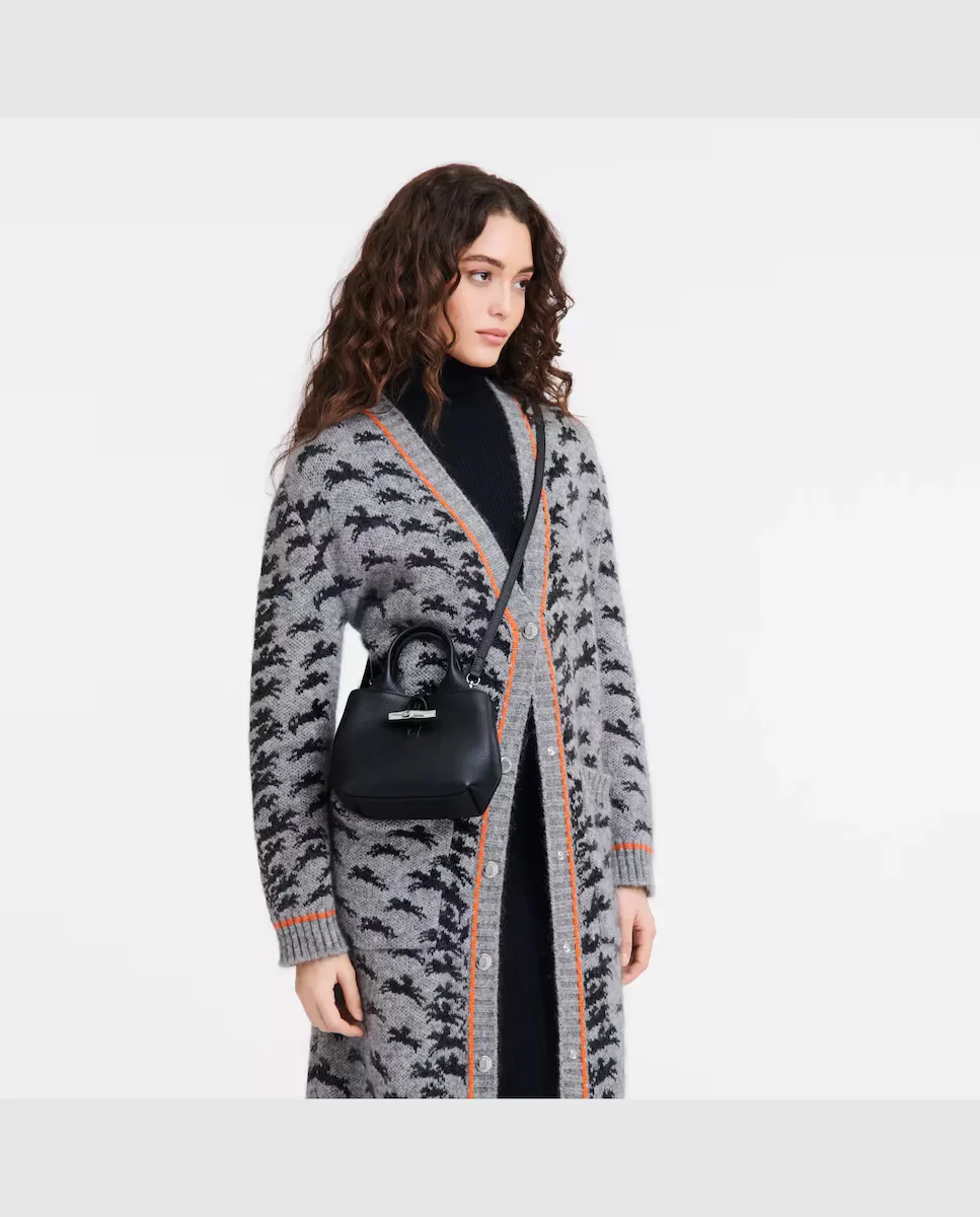 

Кожаные сумки Le Roseau с застежкой на пуговицы Longchamp, черный