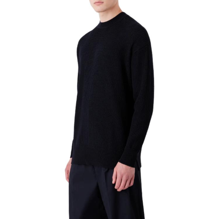 Emporio Armani Мужской свитер, черные, с круглым вырезом, средней толщины, другие — фото 4