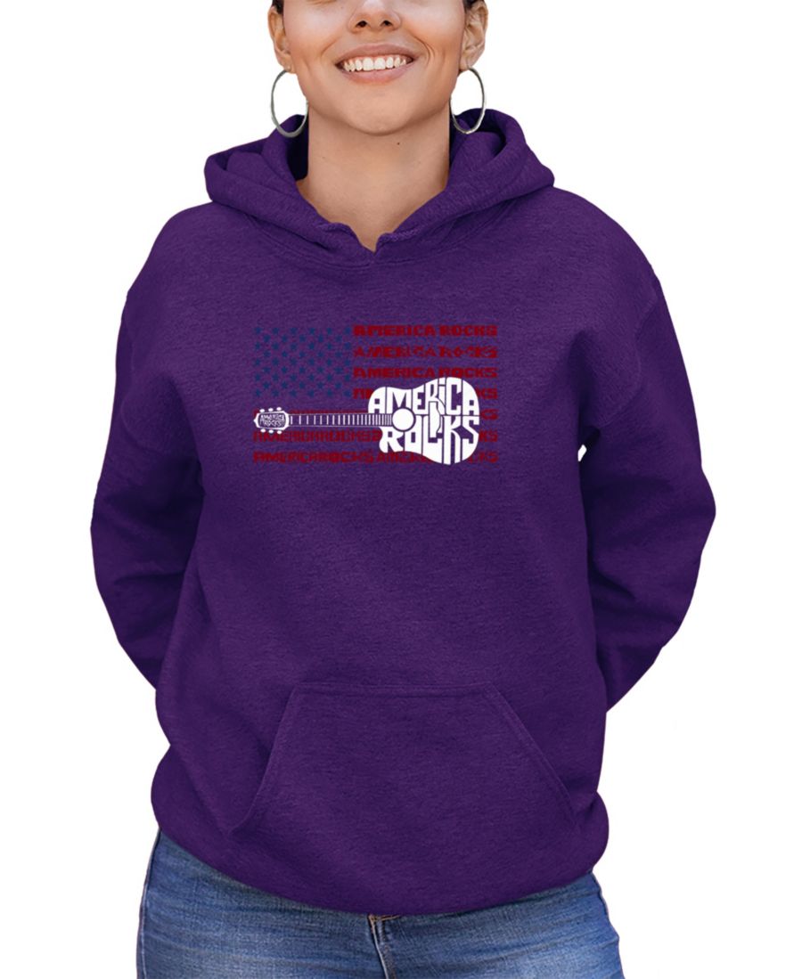 

Женская толстовка с длинными рукавами America Rocks с надписью "Word Art" LA Pop Art, Purple