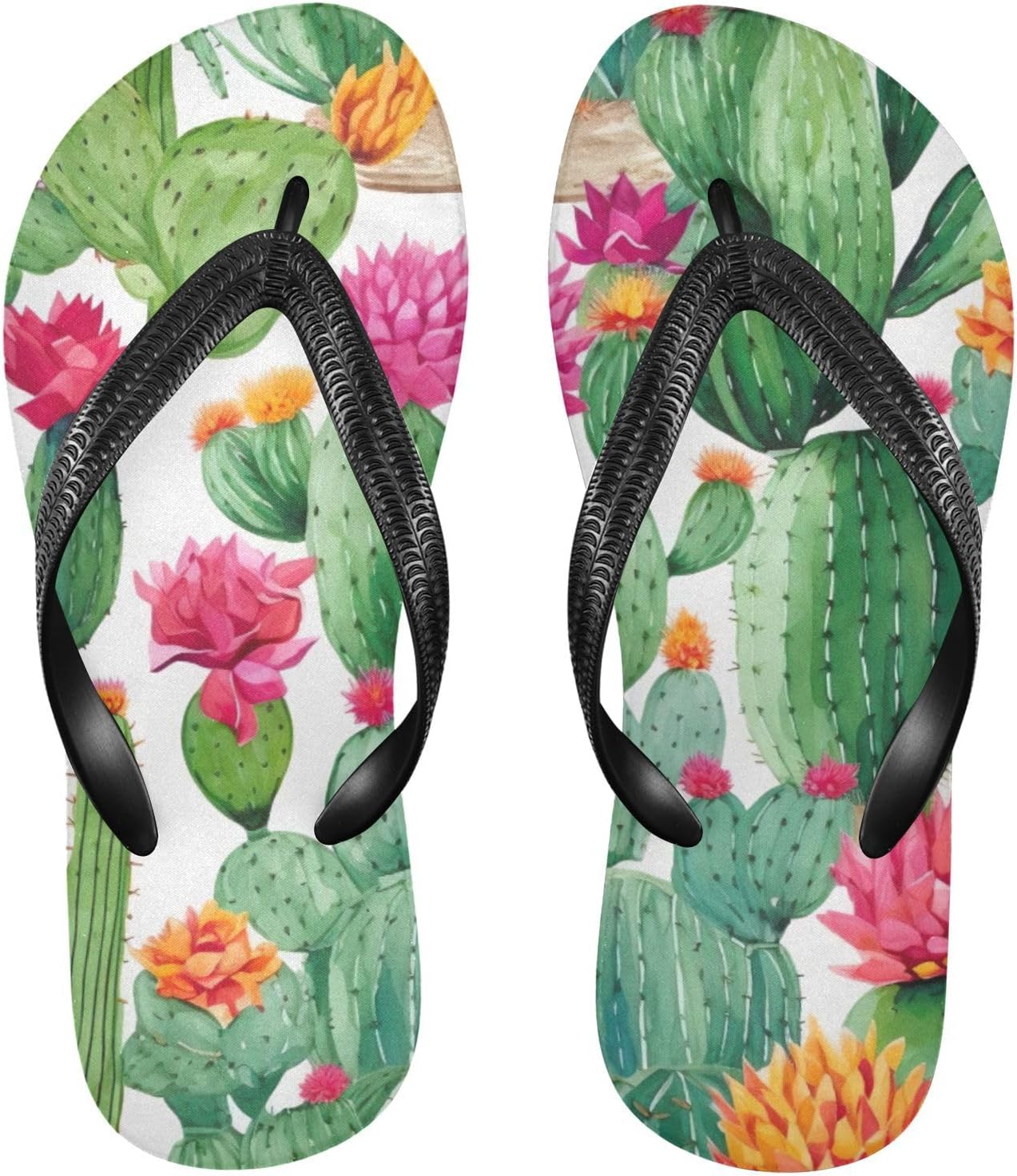 

Шлепанцы с цветочным рисунком кактусов, пляжные летние повседневные сандалии для женщин и мужчин, обувь для душа, размер XS Kfbe, Cactus