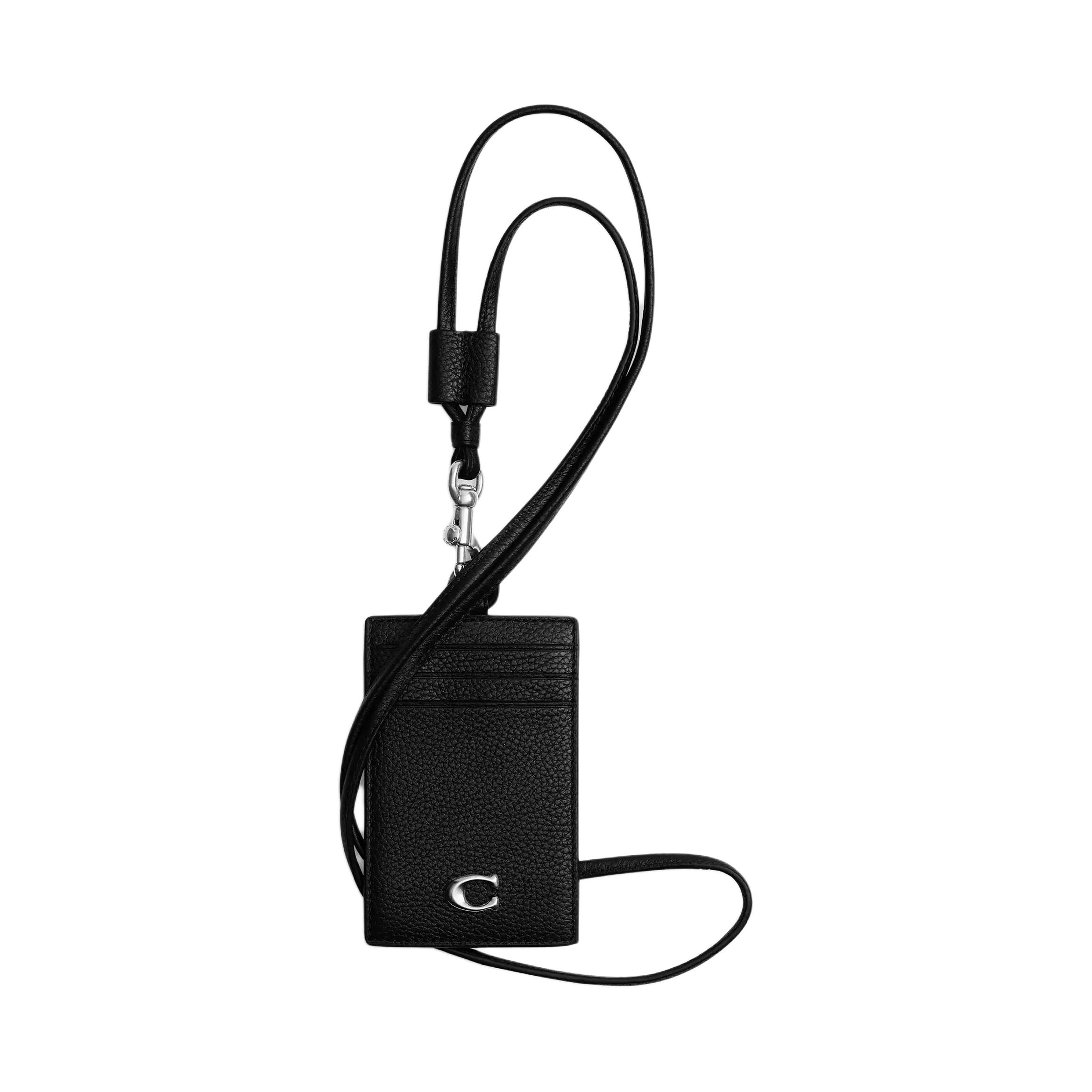 

COACH Полированный кожаный картхолдер унисекс черный, Black