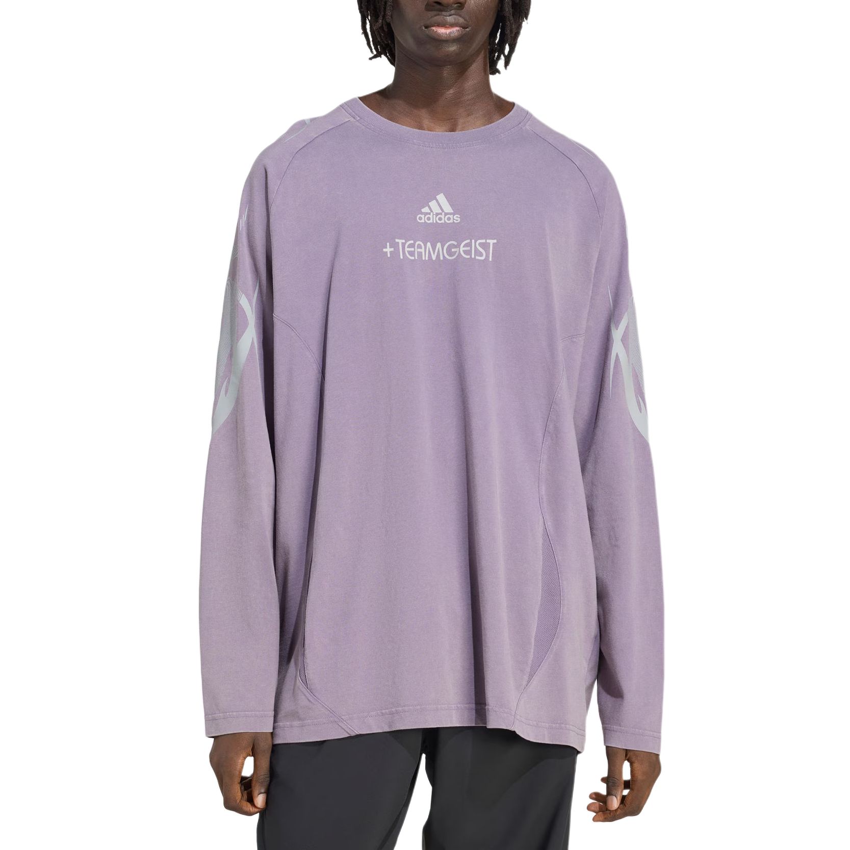 Футболка с длинным рукавом и принтом Adidas, темно-фиолетовый — фото 2