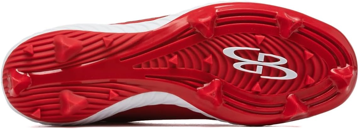 Мужские бутсы Boombah Raptor с формованными шипами - несколько вариантов цвета - разные размеры, белый/красный — фото 2