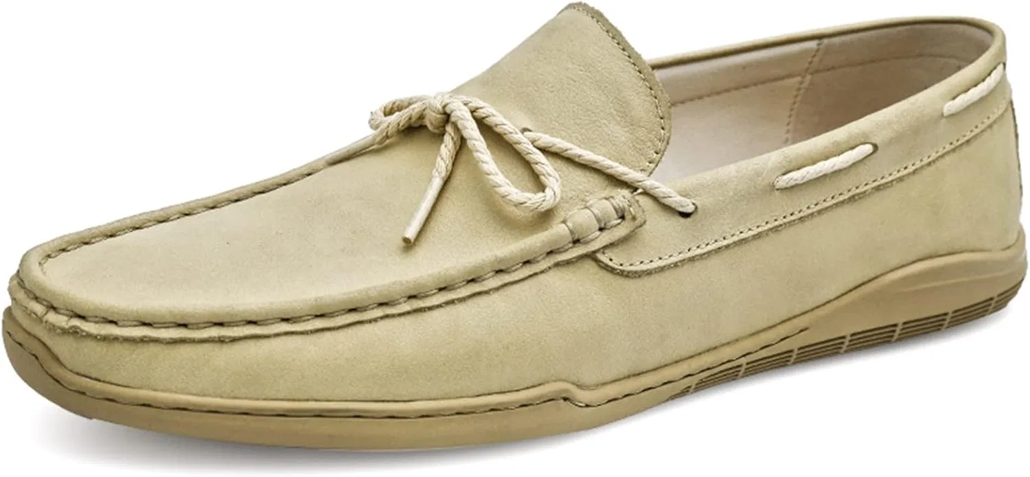 Лоферы мужские кожаные Loafers for Men Deck Shoes, бежевый PLGMAUYT
