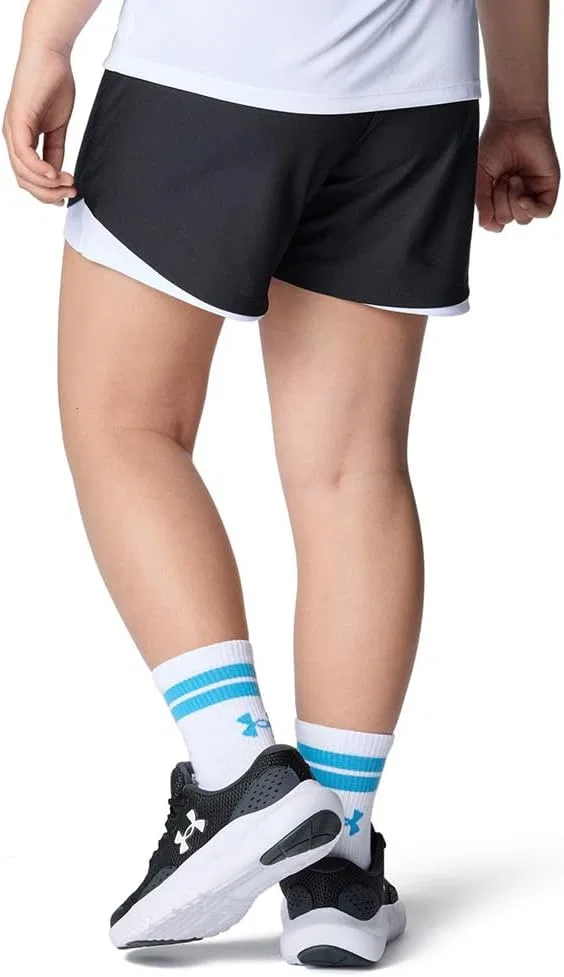 Шорты Under Armour Girls' Tech Play Up 5 Inch Shorts, (001) Black/White/White — фото 2