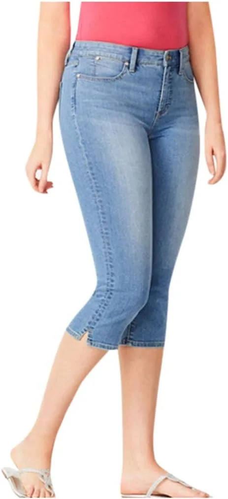 

Женские джинсы Capri с высокой талией и разрезами по низу CAOQAO