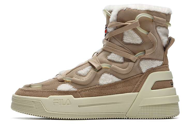 Кроссовки Lanvin X FILA Lanvin Skateboard Shoes Women's High-Top Beige/Coffee