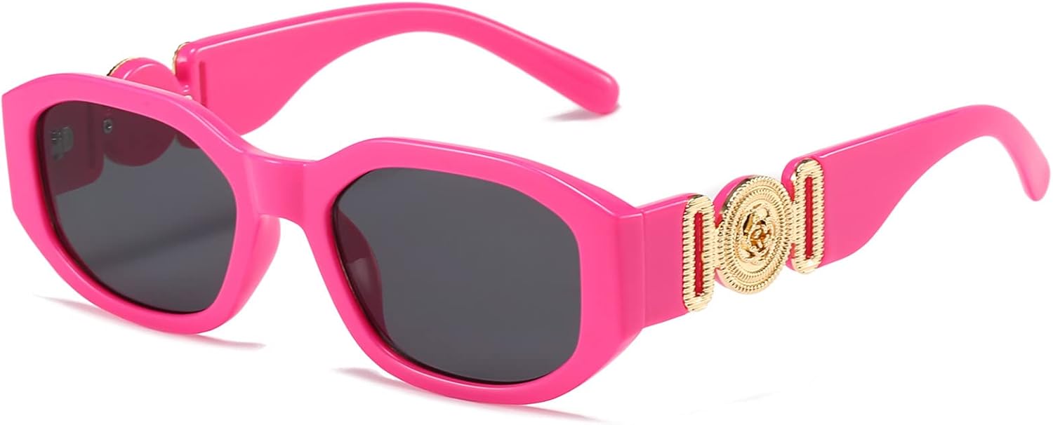 

Солнцезащитные очки LASPOR неправильной формы для женщин и мужчин, модные ретро-винтажные прямоугольные очки, шестиугольные солнцезащитные очки для вождения, защита от УФ-излучения UV400, Rose Red