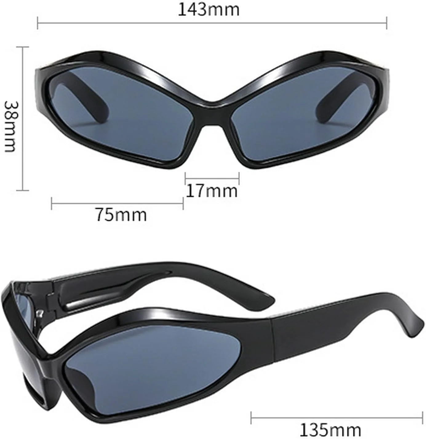 

Laureles Fashion Punk Неправильная форма спортивных солнцезащитных очков для женщин и мужчин Y2K Солнцезащитные очки женские серебристо-черные, Grey/Rhinestone