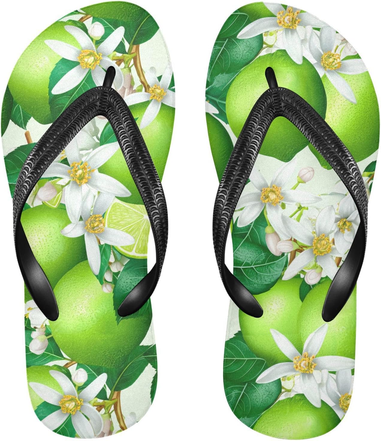

Вьетнамки с рисунком лимонного цветка и зеленой листвой, пляжные шлепанцы, резиновые нескользящие летние тапочки для мужчин и женщин, для прогулок Sinestour