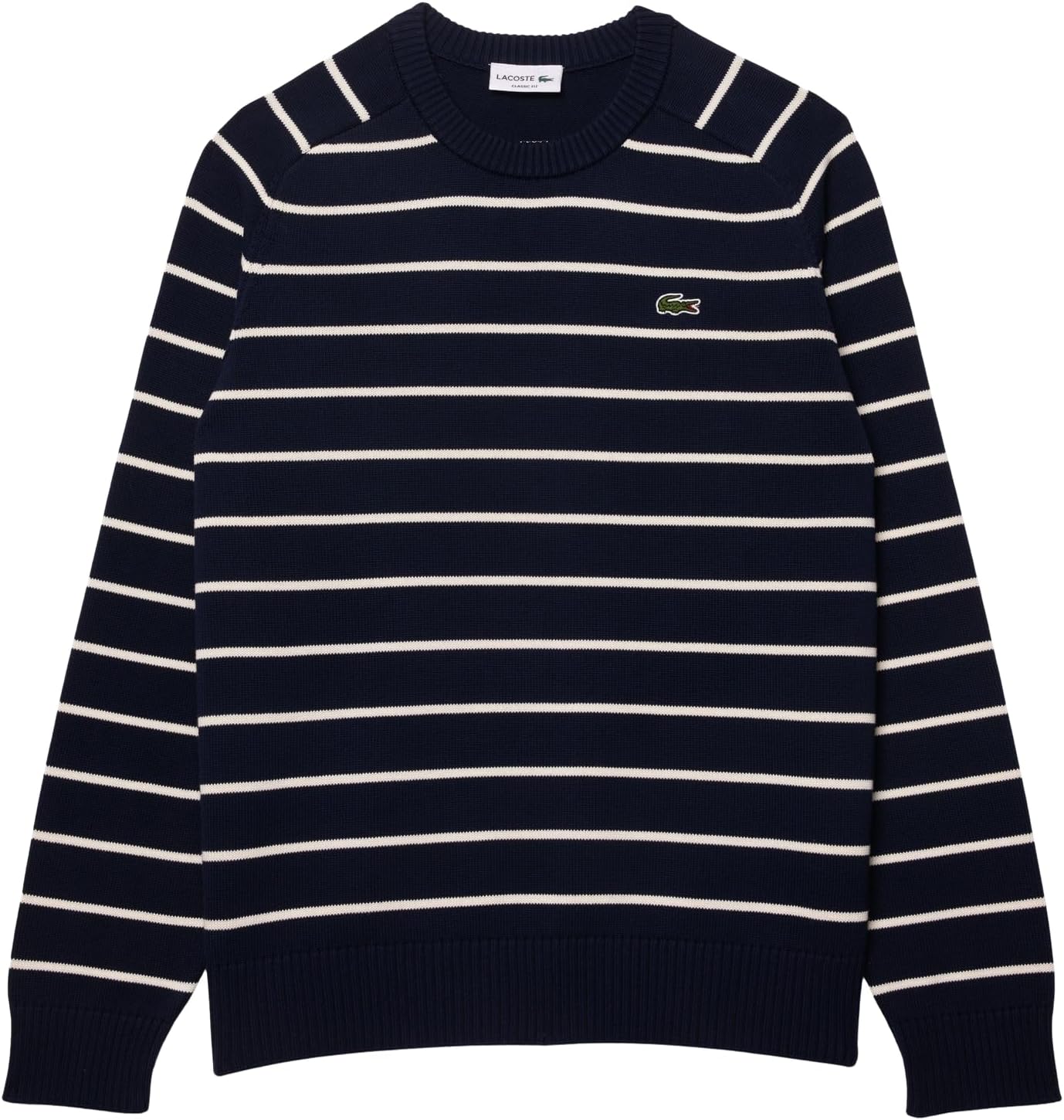 Свитер Lacoste, мужской, полосатый, классический приталенный свитер с круглым вырезом, Navy Blue/Lapland — фото 4