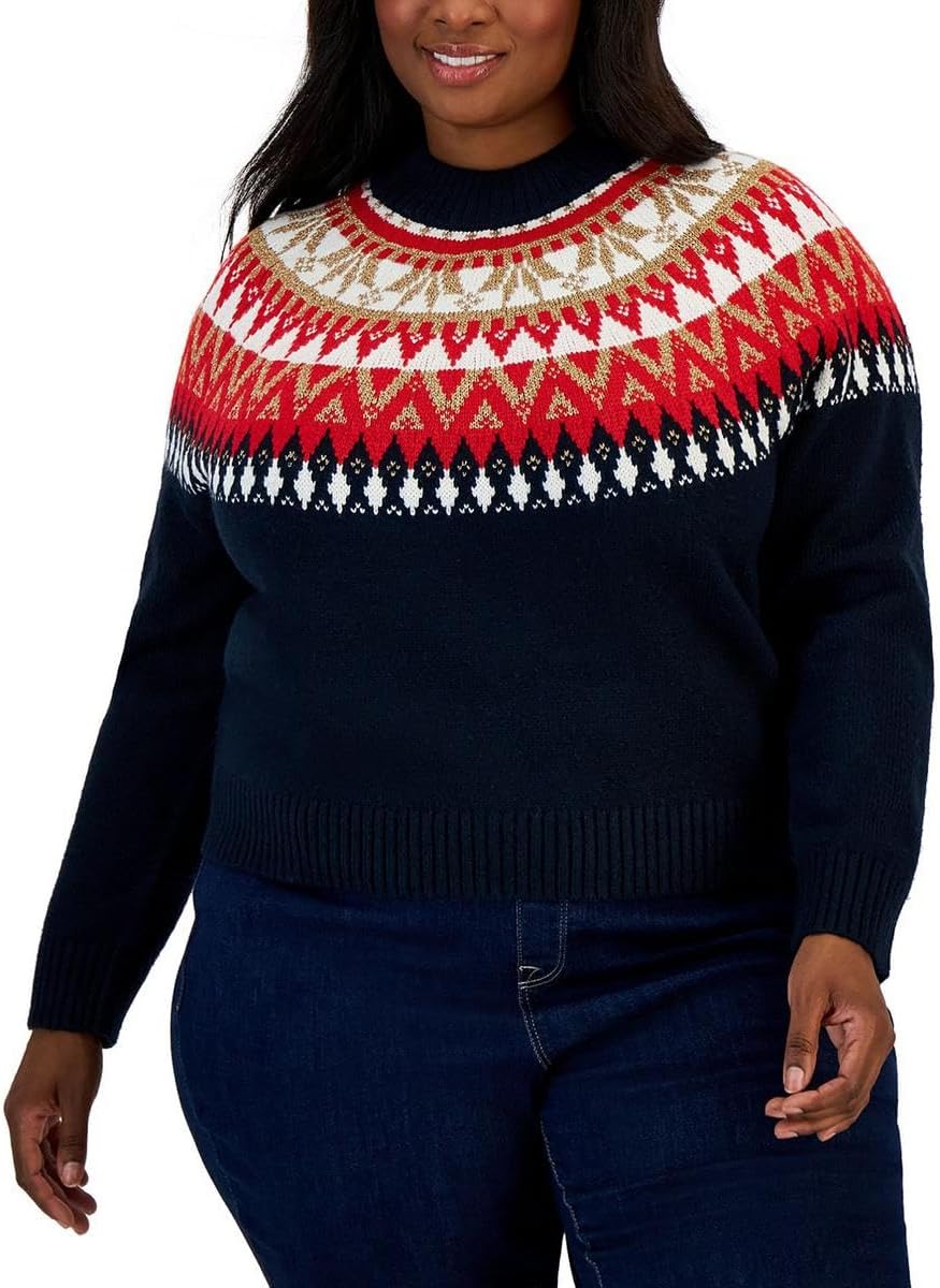 

Женский спортивный свитер Tommy Hilfiger Fairisle с длинными рукавами и круглым вырезом, Sky Captain