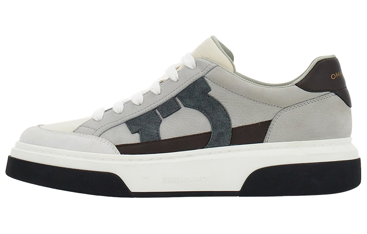 

Кожаные кроссовки с вышивкой Ганчини Ferragamo, Gray Black