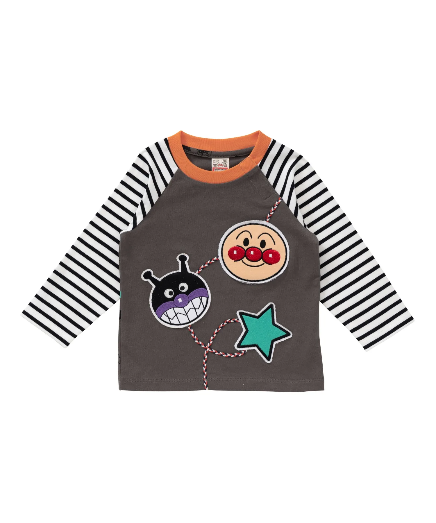 Детская футболка с аппликацией Anpanman и Baikinman длинный рукав ANPANMAN KIDS COLLECTION тёмно-серый — фото 4