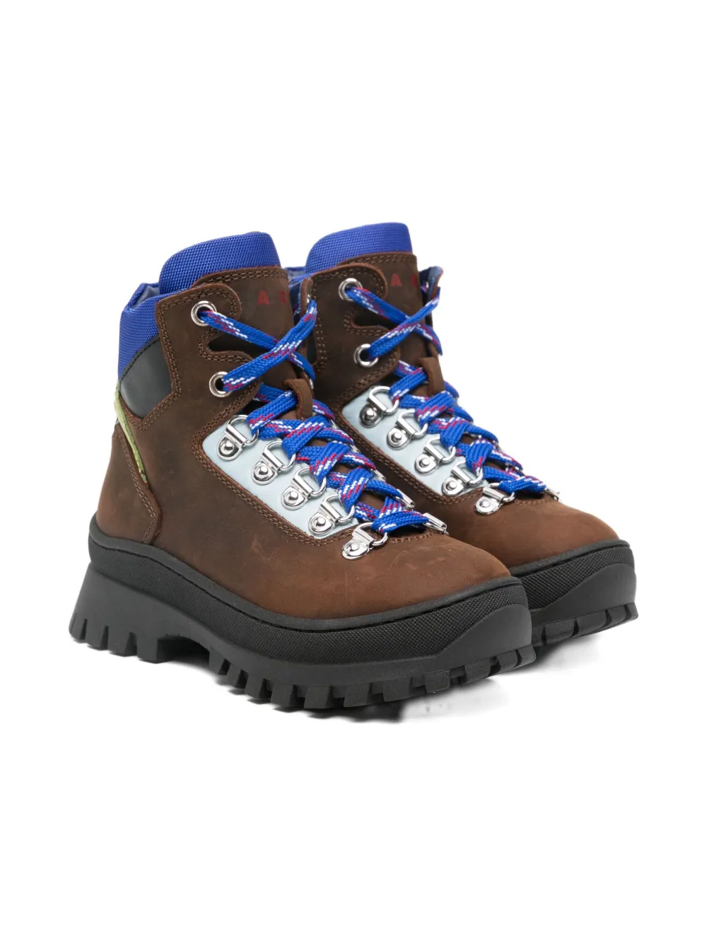 

Ботинки на шнуровке с массивной подошвой Marni Kids, коричневый