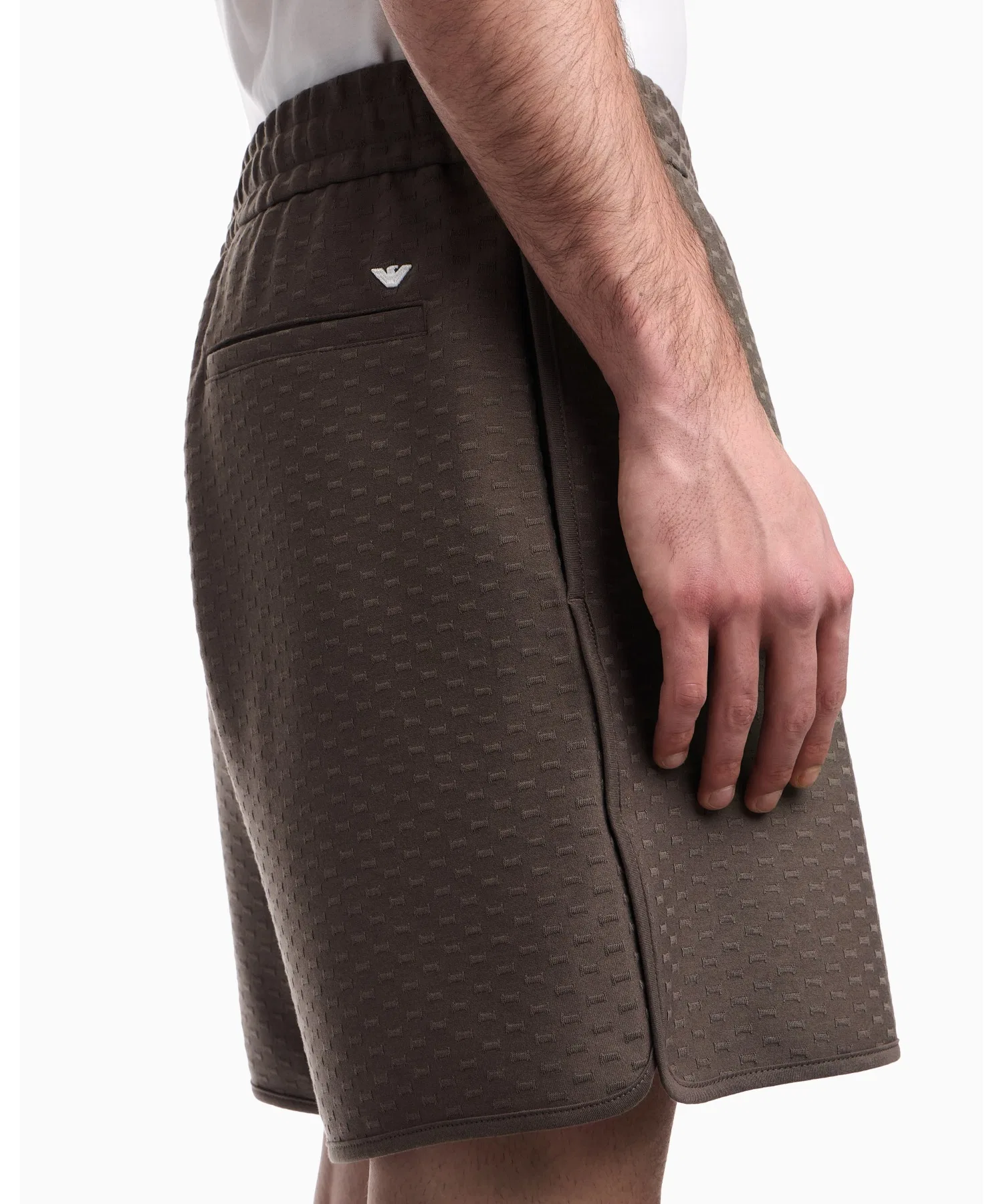 Мужские шорты EMPORIO ARMANI из джерси с микро-орнаментом Eagle чёрные — фото 3
