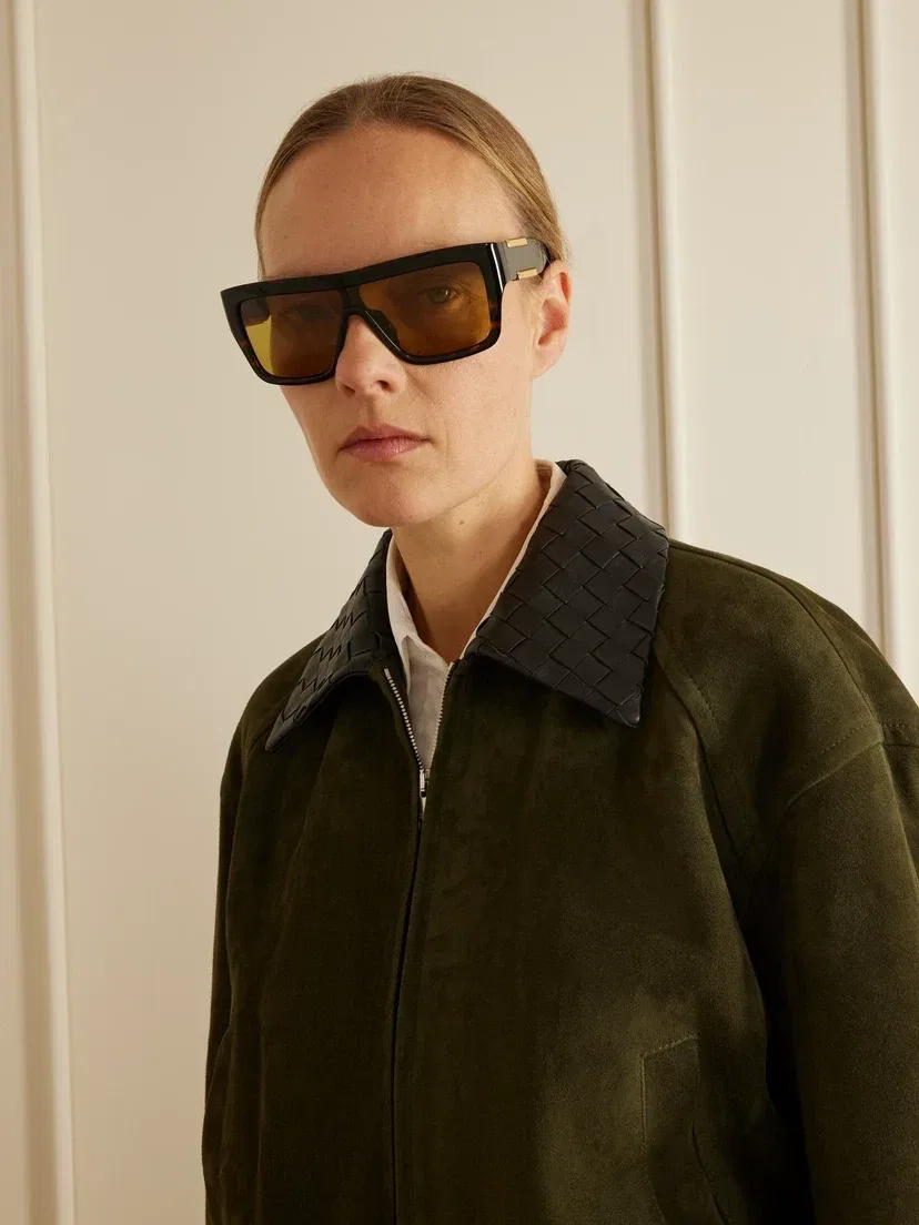 Очки солнцезащитные ацетатные Ribbon D-образной формы черепаховой расцветки BOTTEGA VENETA EYEWEAR, коричневый — фото 2