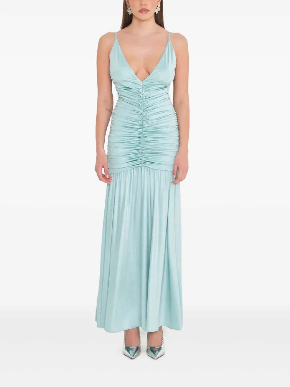 

Платье макси с V-образным вырезом и сборками Sound Of Silence, синий