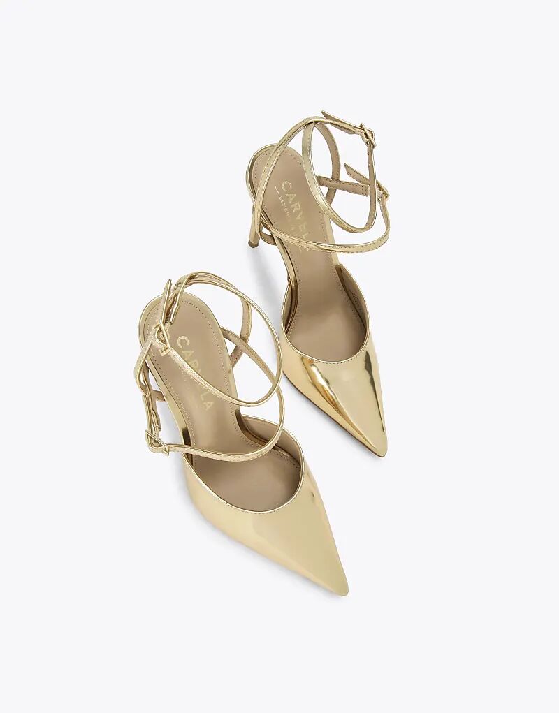 Туфли-лодочки Carvela Eterno с ремешками и золотистым каблуком — фото 2
