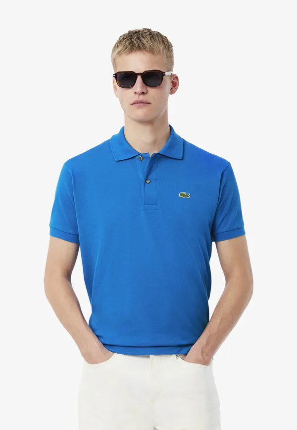 Рубашка поло Lacoste синий, хлопок, короткий рукав