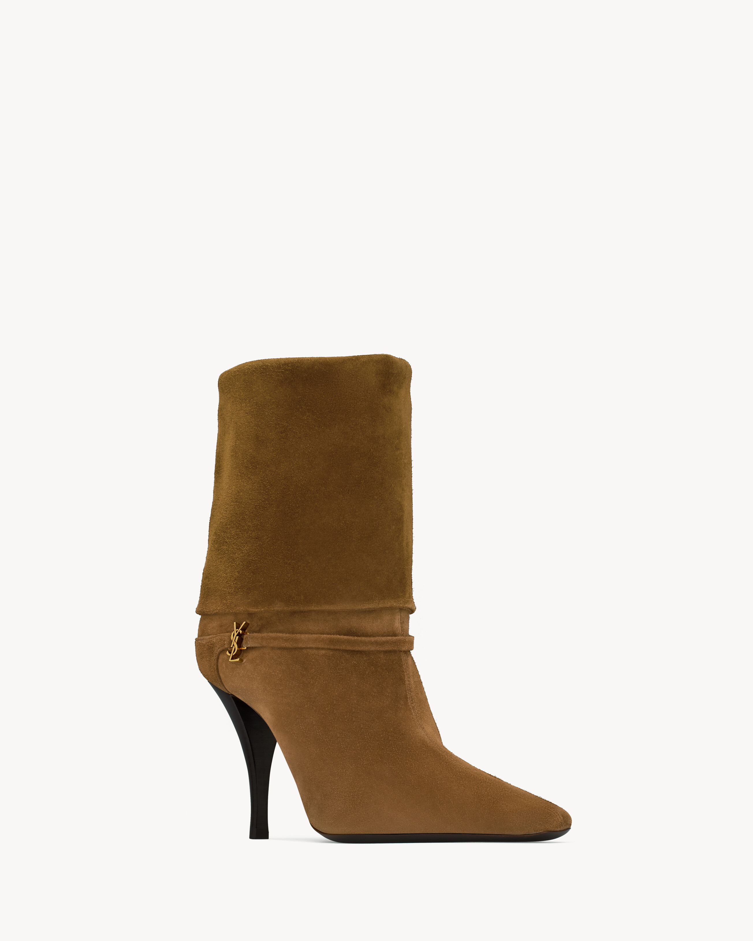 Ботильоны NIKI из замши Saint Laurent, коричневый — фото 3