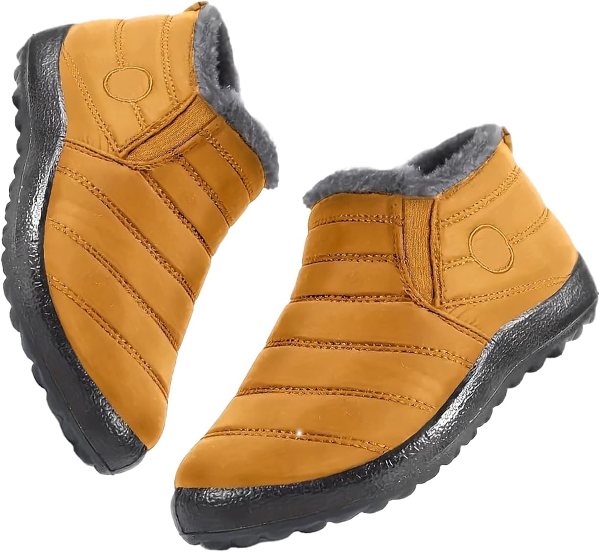 

Женские зимние теплые ботинки с меховой подкладкой, водонепроницаемые, без застежек, нескользящие, легкие и удобные, для прогулок на открытом воздухе Generic, желтый